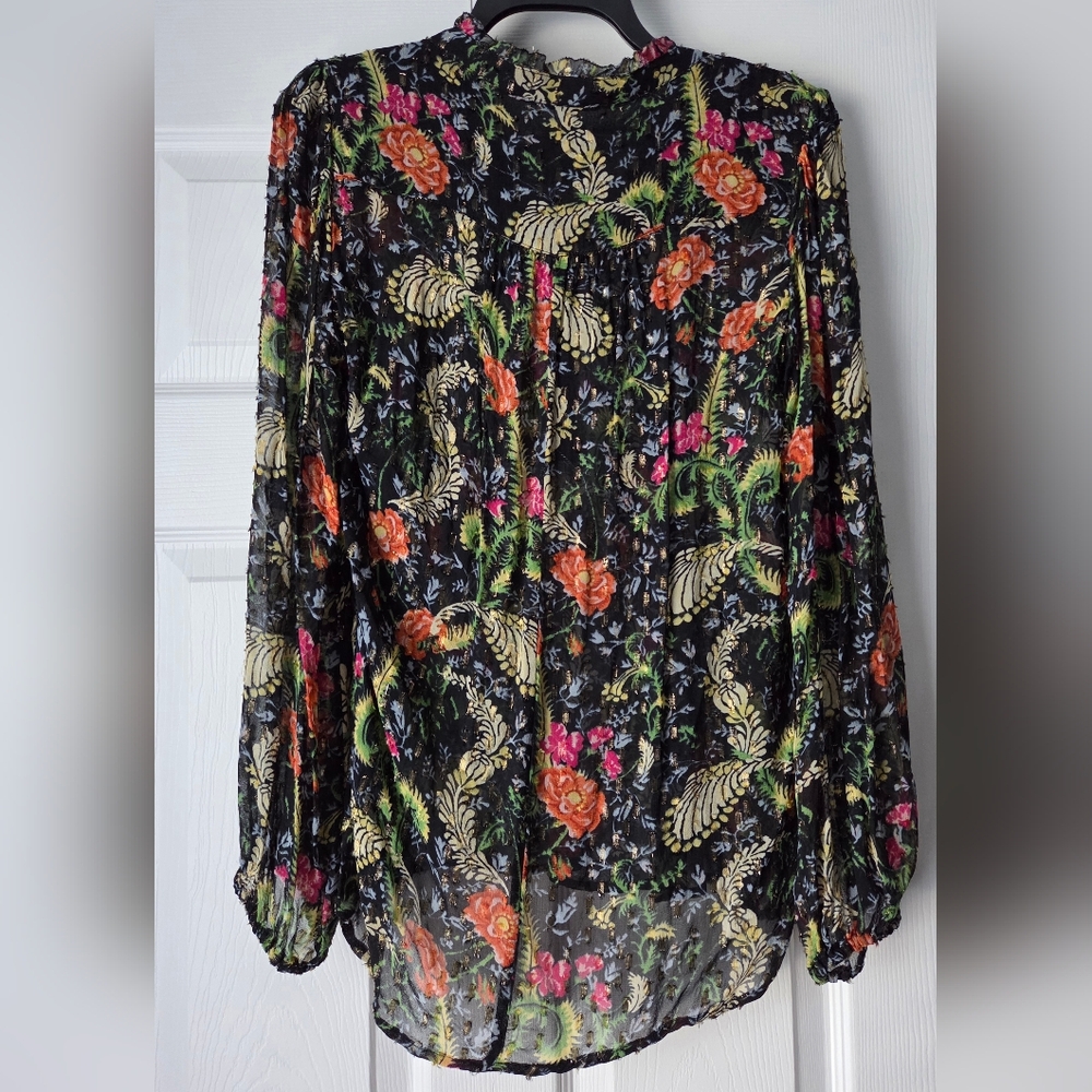 Anthropologie Danae Sheer Classic Buttondown Blouse Size M - Picture 7 of 11